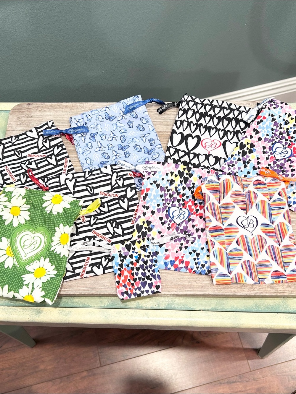 Brighton Collectibles Lot Of 9 Jewelry Dust Bags Drawstring 4.5” Wide 6” Tall